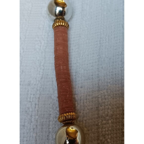 Vintage Signed CADORO Boho Two-Tone Ball Bead & Sequin Heshi Bead Necklace 38 in - Picture 3 of 7